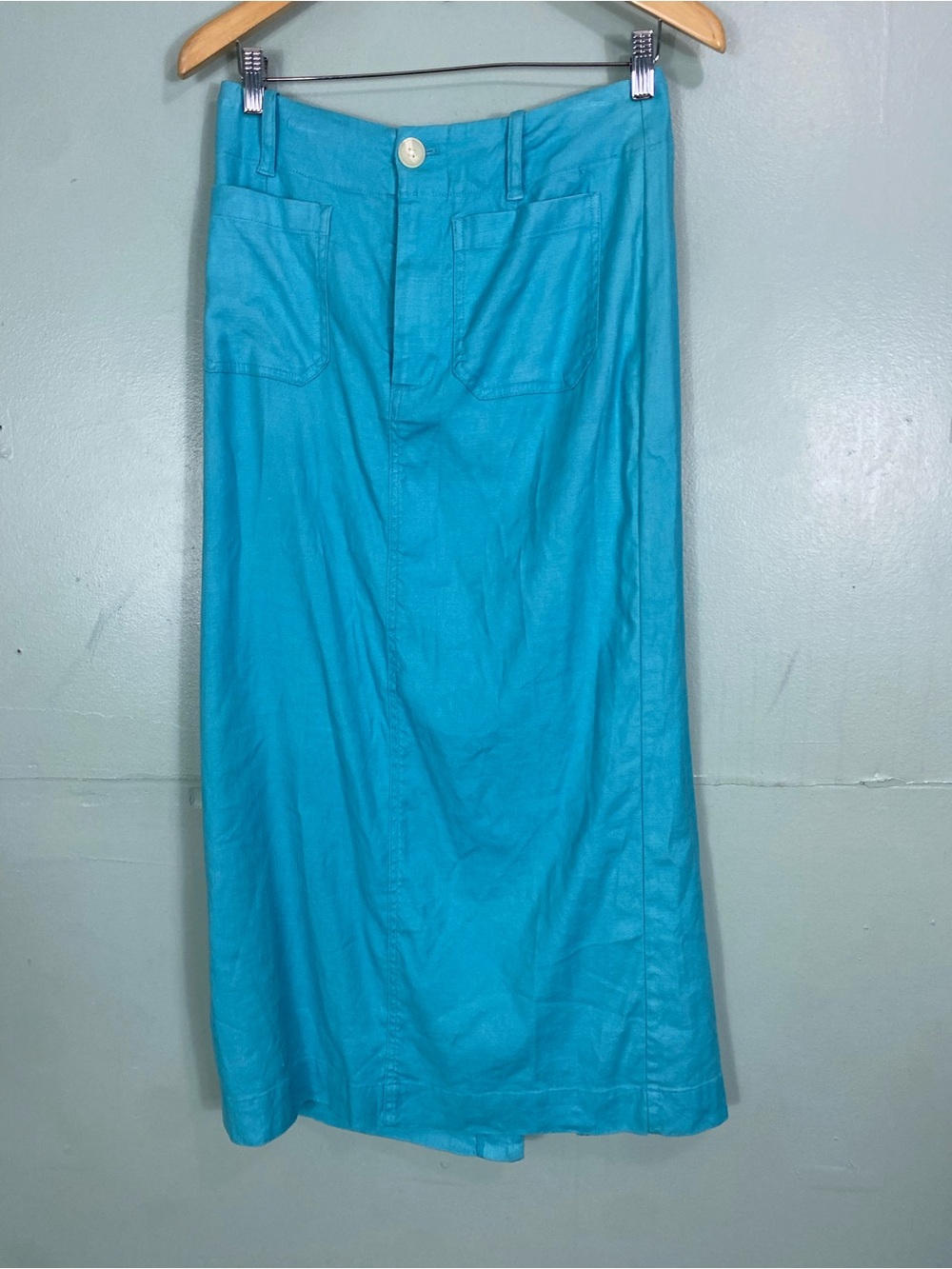 Anthropologie Maeve The Colette Maxi Skirt Blue Linen Blend Small
